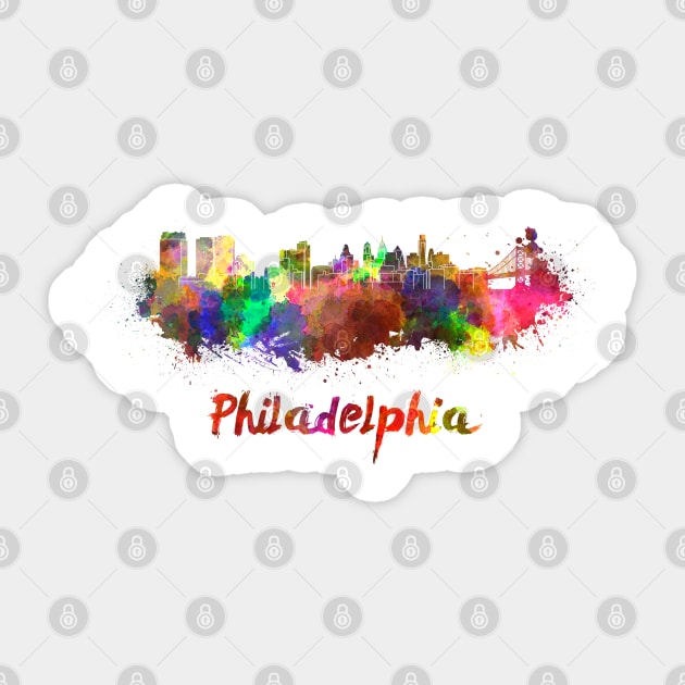 Philadelphia skyline in watercolor Sticker by PaulrommerArt